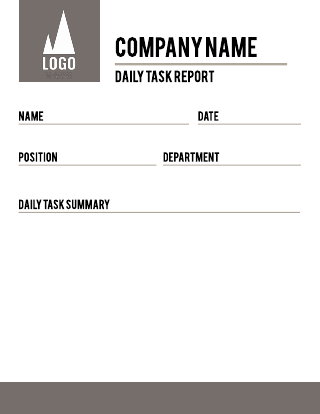 Minimal Lines Company Daily Task Report Template