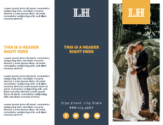 Yellow & Navy Checkerboard Wedding Brochure Template