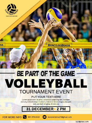 Yellow Volleyball Poster Template