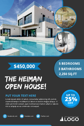 Blue The Heiman Open House Invitation Template