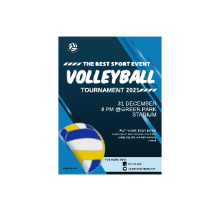 Blue Volleyball Poster Template
