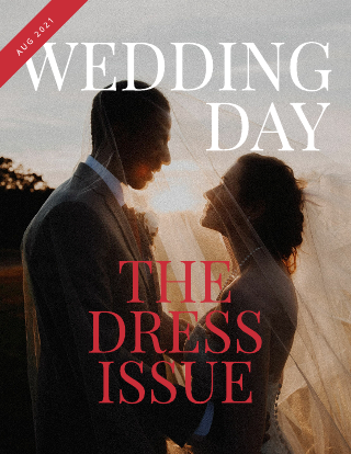 Red Accent Wedding Magazine Cover Template 