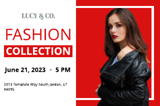 Red Fashion Business Event Invitation Postcard Template