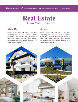 Purple Abstract Real Estate Flyer Template