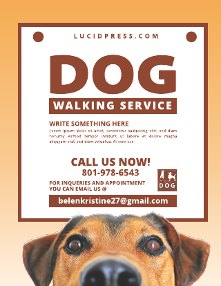Simple Brown and White Dog Walking Service Flyer Template
