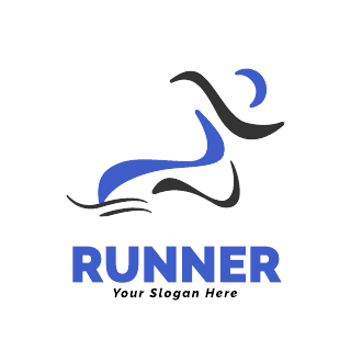 Black Blue Running Logo Template