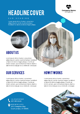 Blue White Abstract Medical Device Tech Flyer Template