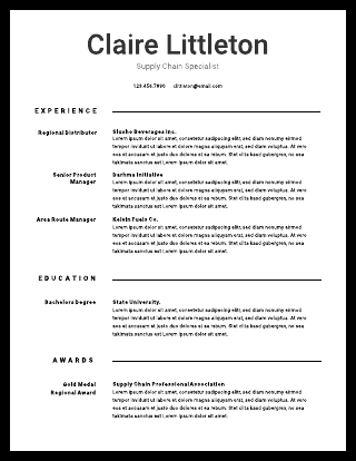 Black & white resume template