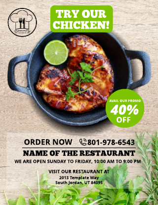 Simple Natural Restaurant Flyer Template