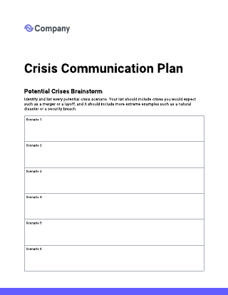 Crisis communication plan template