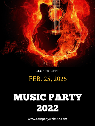 Guitar Fire Music Party Poster Template