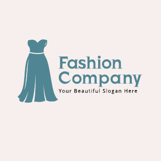 Teal Gown Fashion Logo Template
