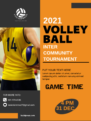 Volleyball Orange Poster Template