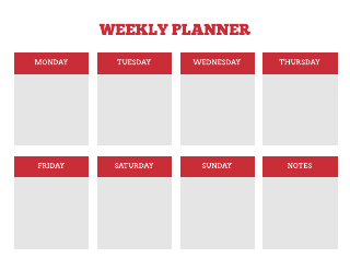 Red Minimal Weekly Planner Template