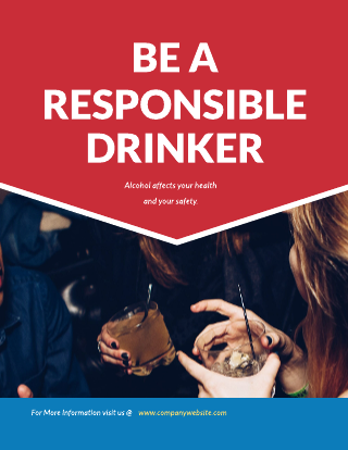 Blue Red Alcohol Awareness Poster Template