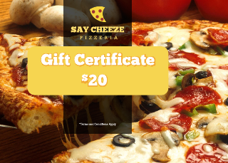 Pizzeria Restaurant Gift Certificate Template