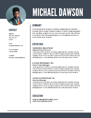 Gray mid-level resume template