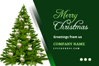 Green Christmas Tree Business Postcard Template