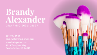 Pink Makeup Brush Business Card
