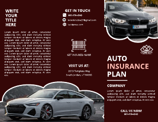 Maroon Simple Car Insurance Brochure Template