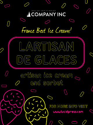 Neon Pink & Yellow French Ice Cream Poster Template