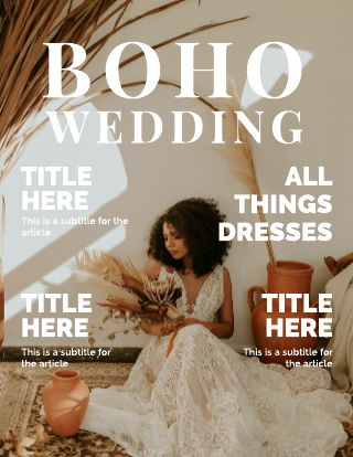 Boho Wedding Magazine Cover Template 