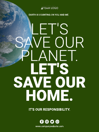 Dark Green Save Earth Day Poster Template