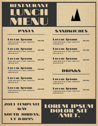 Stamp Old Style Restaurant Lunch Menu Template