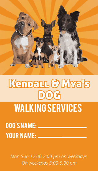 Dog Walker Kendall & Mya's Dog Business Card
