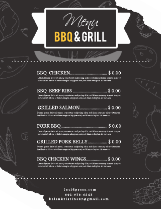Super Simple Grey BBQ and Grill Restaurant Menu Template