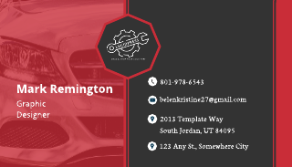 Red and Black Simple Automotive Business Card Template