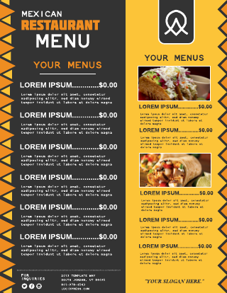 Grey and Yellow Gold Theme Mexican Restaurant Menu Template