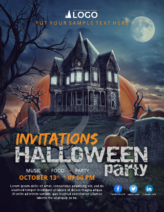 Orange Halloween Party Invitation Template