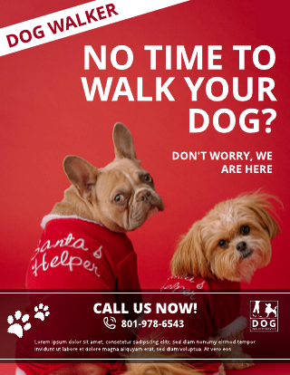 Red and White Simple Dog Walking Flyer Template