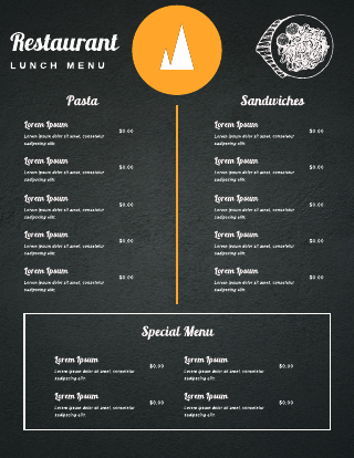 One Color Simple Restaurant Lunch Menu Template