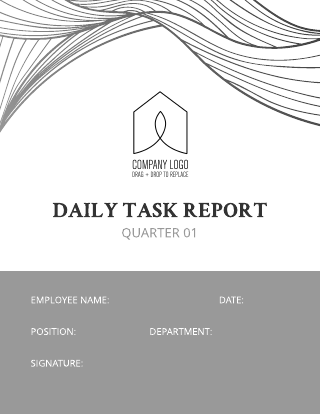 Elegant Wavy Lines Company Daily Task Report Template