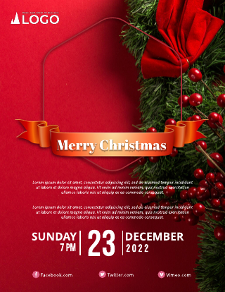 Red Merry Christmas Invitation Template