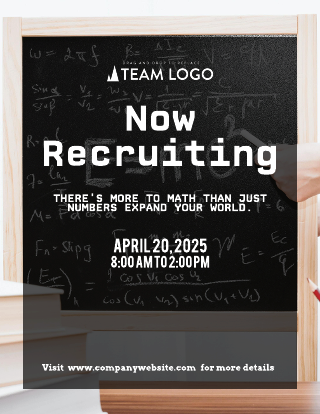 White Text and Black Board Math University Recruitment Flyer Template