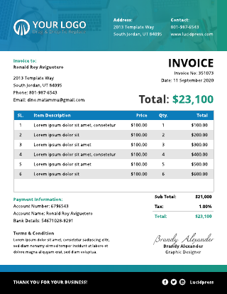 Blue Green Software Business Invoice Template