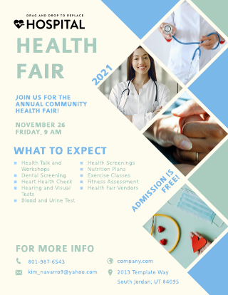 Green & Blue Hospital Fair Flyer Template