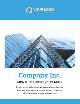 Blue White Portrait Company Monthly Report Template