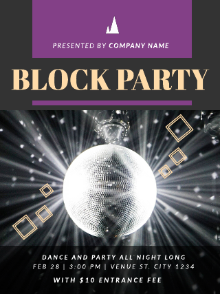 Block Party Elegant Disco Poster Template