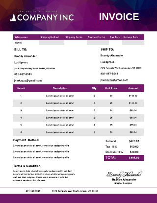 Modern Plum Purple Sales Invoice Template