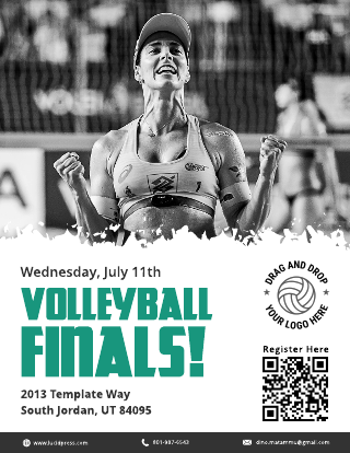 Volleyball Finals White Green Poster Template