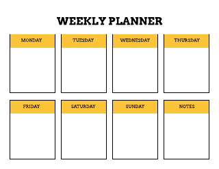 Black Yellow Bordered Weekly Planner Template