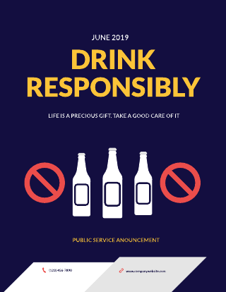 Drink Responsibly Yellow Blue Poster Template