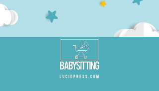 Simple Blue Babysitting Business Card Template