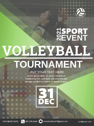 Yellowgreen Volleyball Poster Template