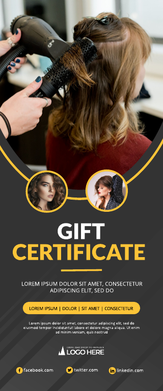 Yellow Gift Certificate Hair Salon