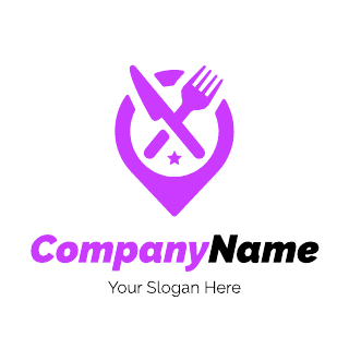 Purple Pin Restaurant Logo Template